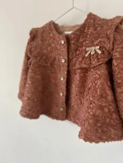 BeBe べべ プチポワヴェール ボアフリルジャケット オレンジブラウン