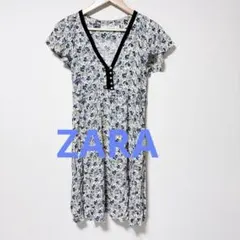ZARA BASIC 花柄 フレンチ袖　ワンピースチュニックのサムネイル