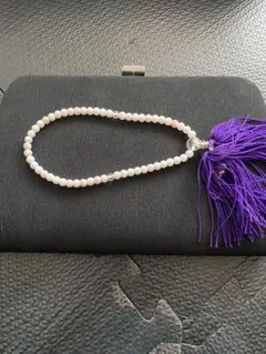 『新品』　数珠　 紫タッセル付き　バックセット