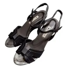 DIANAダイアナサンダル 23cm 黒 ウェッジソール 編み込み ステッチ美脚