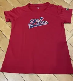 【美品】FILA フィラ テニスウェア 赤 ロゴ Tシャツ 半袖 Lサイズ