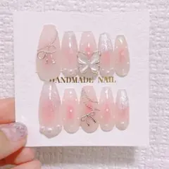 現品セール】ネイルチップ♡ピンク ホワイト 量産型地雷韓国ワンホン