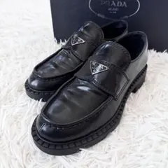 極美品 PRADA チョコレートブラッシュドレザーローファー 35 - メルカリ