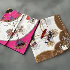 CELINE 馬車デザイン ハンカチ２枚SET 訳あり