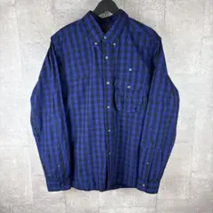 Woolrich ウールリッチ ボタンダウン チェックシャツ ブルー Lサイズ