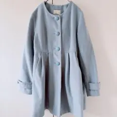 OLIVE des OLIVE ノーカラーコート 【L】水色 ブルー アウター