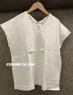 COMME CA ISM ホワイト ノースリーブ シャツ