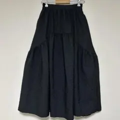 【La-gemme】ラジエムジャガードスカート　ティアード　ブラック