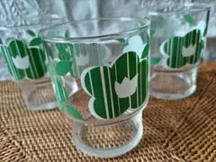 昭和レトロ　花柄 ガラスグラス