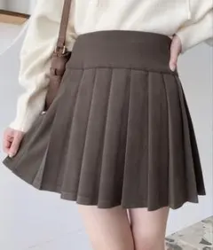 moment+ 微起毛ウールライクプリーツミニスカート ブラウン
