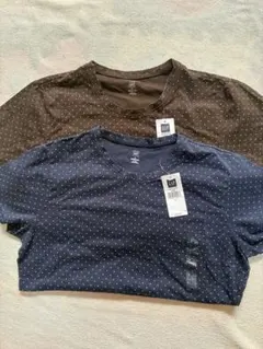 【新品】GAPドット柄Tシャツ ネイビー・ブラウン Lサイズ