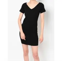 GYDA Vネックタイトハーフスリーブワンピース