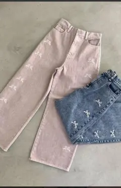 リボンビジューデニムパンツのサムネイル