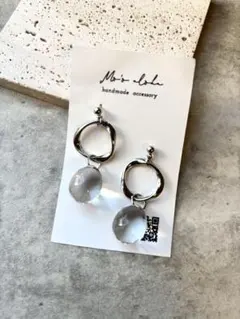 No.59ハンドメイド シルバーフープドロップピアス