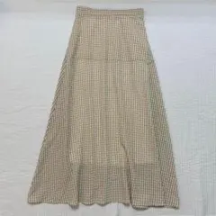 【美品✨即完売品】ナイスクラップ ギンガムチェックフレアロングスカート ベージュ