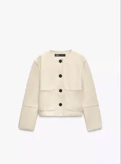 ZARA ノーカラージャケットアイボリー