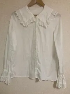 plage フリル付きホワイトシャツ