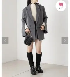 【2way】Chico グレー テーラードジャケット ダブルボタン