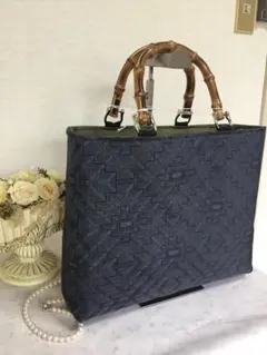 【ハンドメイド】 大島紬 着物リメイク　ハンド バッグ　#379 トートバッグ ハンドメイド 大島紬 着物リメイク Kimono handmade