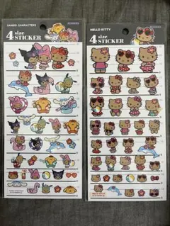 日焼け サンリオキャラクターズ/キティ 4サイズステッカー 2枚セット