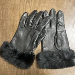 ブラックレザー手袋 Mサイズ ファー付き