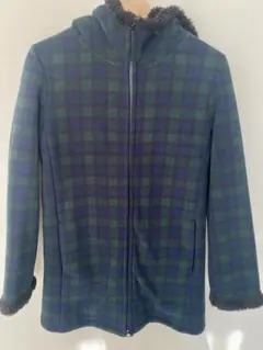 UNIQLO ユニクロ　フリースジャケット M グリーン・ネイビー チェック柄