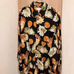 美品 CABaN シルクツイル HARVEST レギュラーカラーシャツ フルーツ