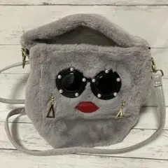 フェイクファー ショルダーバッグ グレー