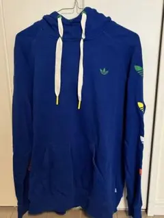 アディダス フード付きパーカー 青