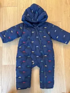 petit main ネイビー 中綿コート 車の刺繍 フード付き