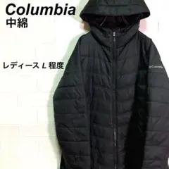 コロンビア 中綿ジャケット ロング丈 コート 刺繍ロゴ ブラック 黒 L
