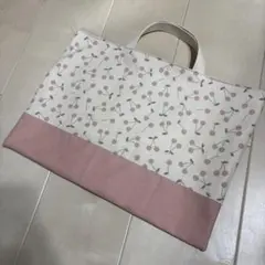 大人気！ハンドメイド　レッスンバッグ　さくらんぼ　ピンク　女の子