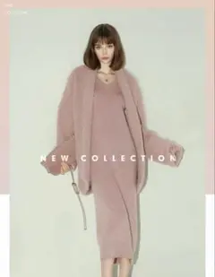 ピンク 長袖ニットワンピース Sサイズ