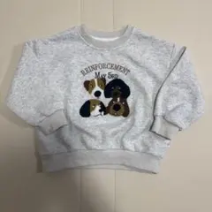 犬の刺繍入りグレーのトレーナー　グレー　キッズ　100 3y
