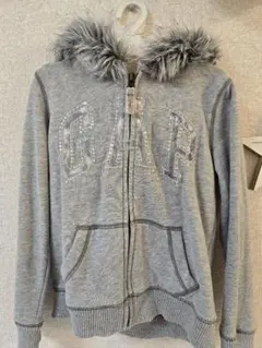 GAP ファー付きフード パーカー グレー