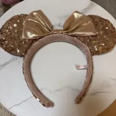 ミニーマウス耳カチューシャ ゴールド スパンコール