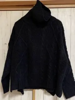 AZULタートルネックケーブルニット黒