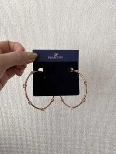 Swarovski ローズゴールド フープピアス