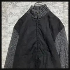 エレメントオブシンプルライフ　ベロア＆ニット ブルゾン　ジャケット　中綿　L