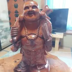 木彫り彫刻 福禄寿 置物 七福神 縁起物 和風 床の間 飾り 260115-2T