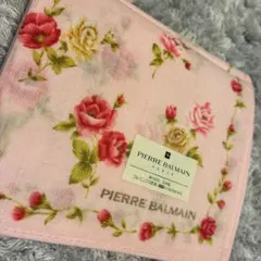 PIERRE BALMAIN ハンカチ ピンク 花柄 綿100% 40×40