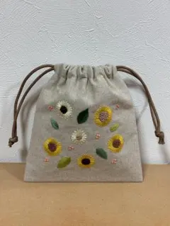 ごーや様専用。小さな丸い巾着袋（満開のひまわり） - メルカリ