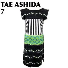 TAE ASHIDA ノースリーブワンピース 7 黒×緑×白 総柄のサムネイル
