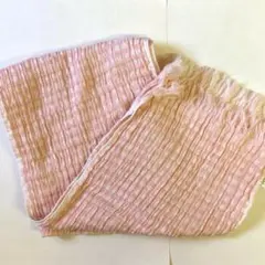 ストール　白　ピンク　ギンガムチェック　フリンジ付き