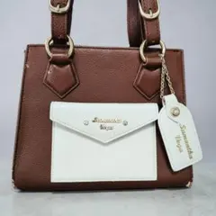 サマンサベガ ハンドバッグ ブラウン 白 訳あり