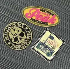 ワッペン　3種類入り　ダンス系小物　ドクロ　peak USA切手風　アクセサリー