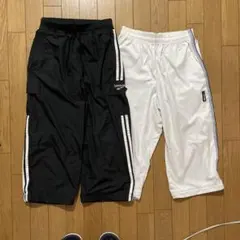 ２点セット7部丈パンツ　Reebok黒　ellesse白