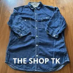 THE SHOP TK MIXPICE ダークブルー デニムシャツ 七分袖　L