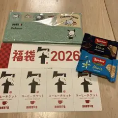ドトール　コーヒーチケット4枚&ポチャッコオリジナル付箋　お菓子のおまけ付き