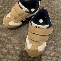 ASICS アシックス ベージュ ネイビー キッズ　スニーカー15.5cm